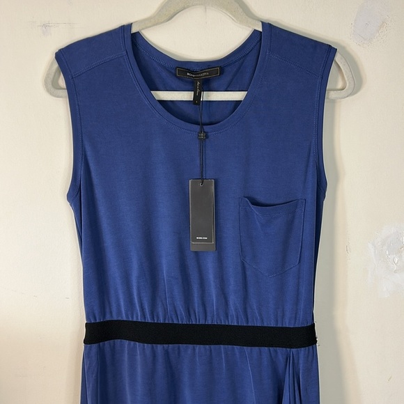 BCBG NEW Maxi Hi-Low‎ Evelyn Blue Dress w/Draped Front Sleeveless Size Small - Picture 2 of 6
